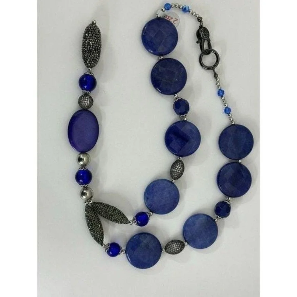 Necklace Lapis Lazuli Blue Pave Lobster Clasp Y-Drop Style New with Tags